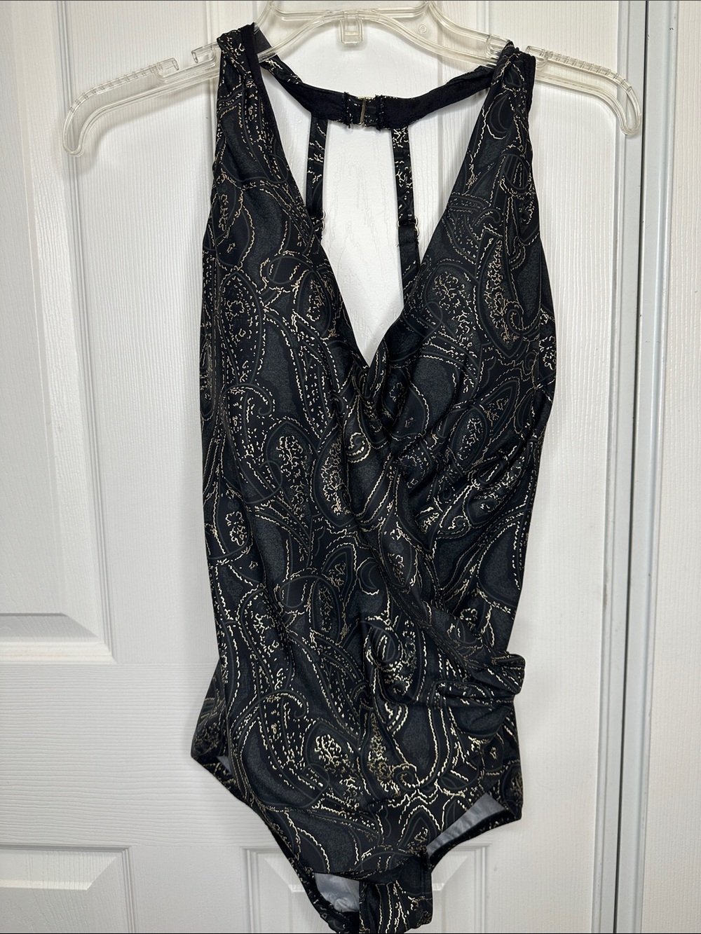 Miraclesuit Black One-Piece Swimsuit with Metallic Paisley Accents